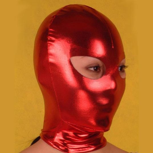 Red Latex Hood with Eye Holes