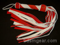 1/2 Inch 20 Lash Red and White  Suede Flogger