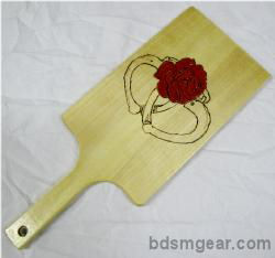 Hand Burned Cuffs and Rose Paddle