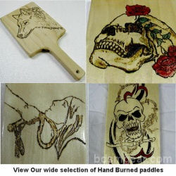 Hand Burned Wooden Paddles