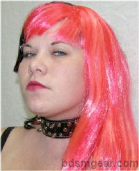 Black Leather Double Row Spiked Collar