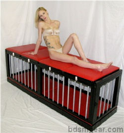 Bondage Slave Sleeping Cage with Padded Top