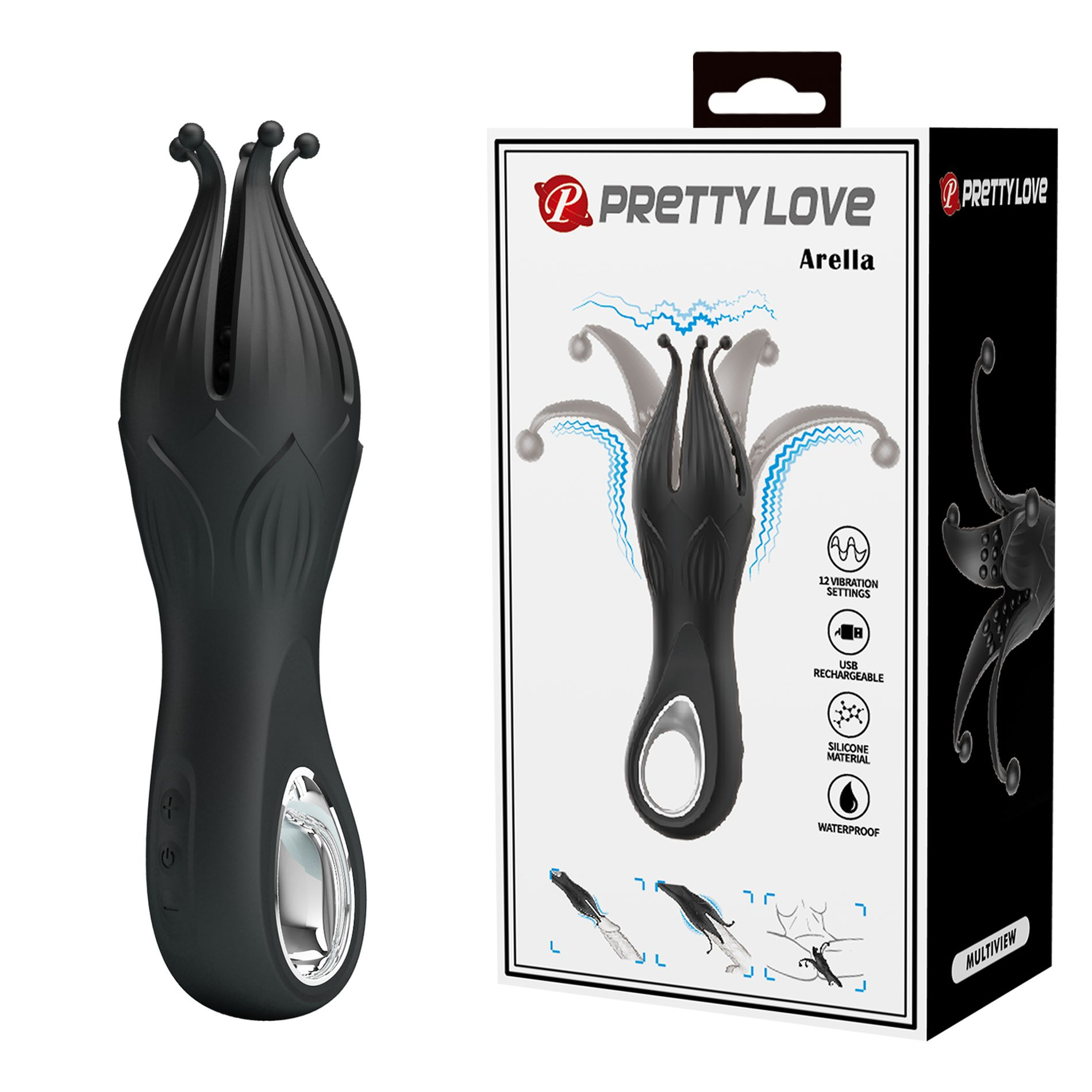 Pretty Love Arella Multi Petal Stimulator - Black