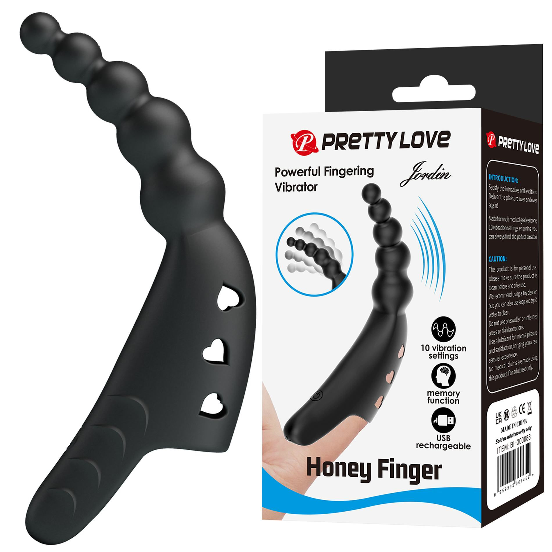 Pretty Love Jordin Beaded Finger Vibe - Black