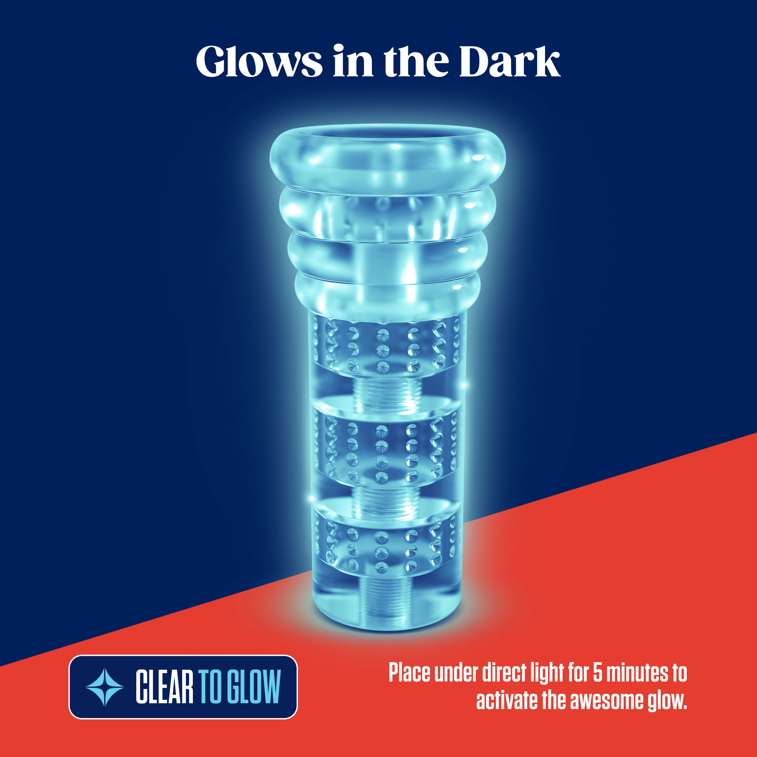 Rize - Luz - Glow in the Dark Self- Lubricating Stroker - Clear