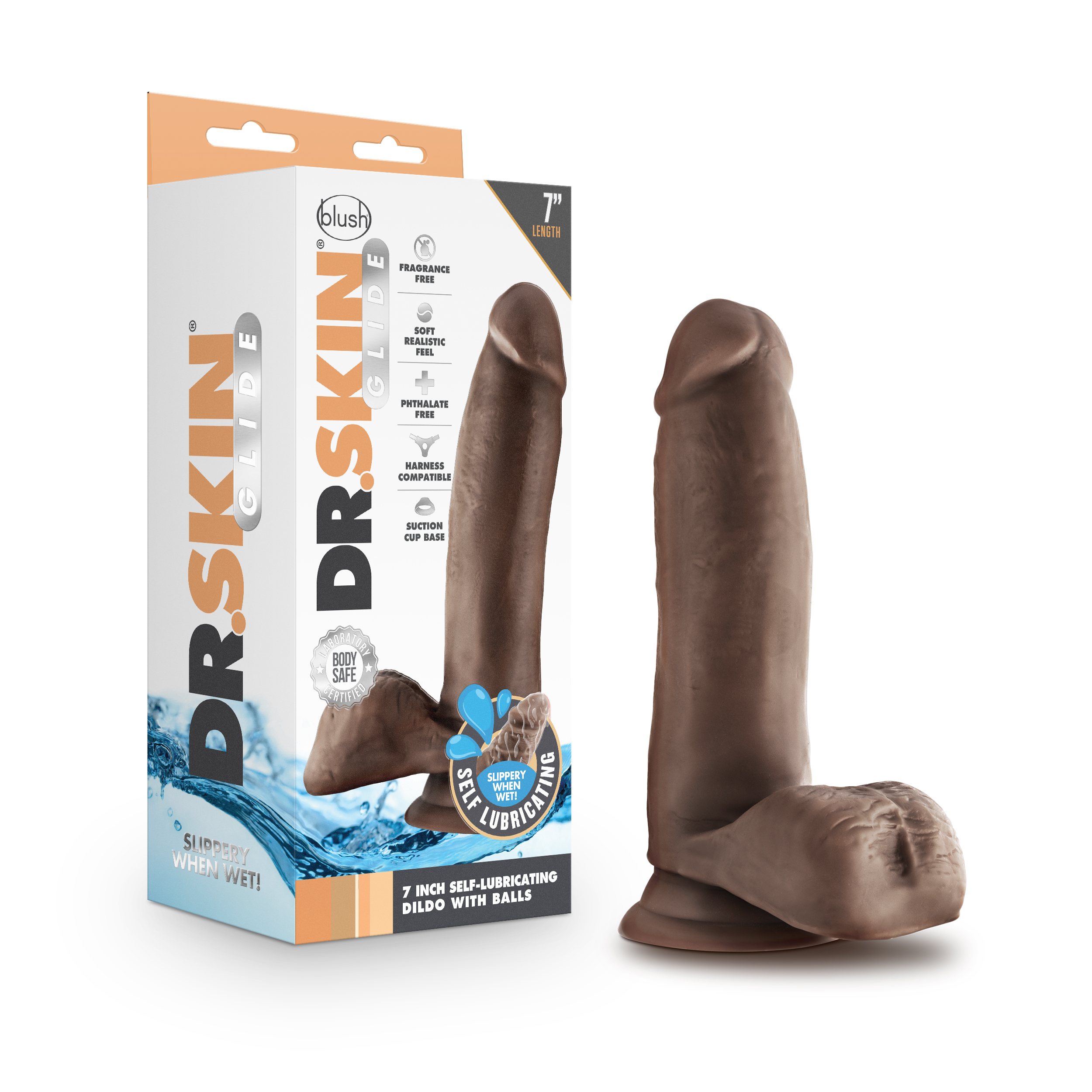 Dr. Skin Glide - 7 Inch Self Lubricating Dildo With Balls