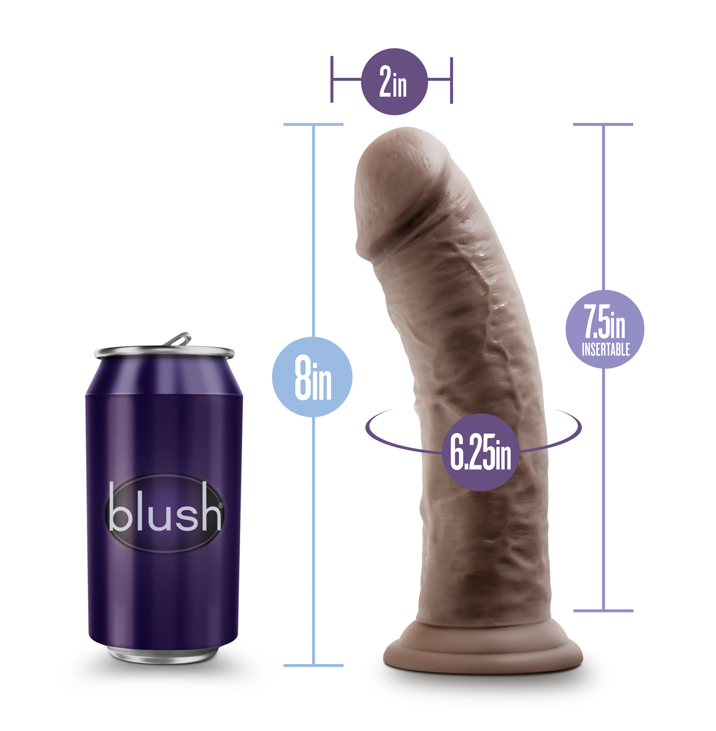 Au Naturel - 8 Inch Dildo With Suction Cup