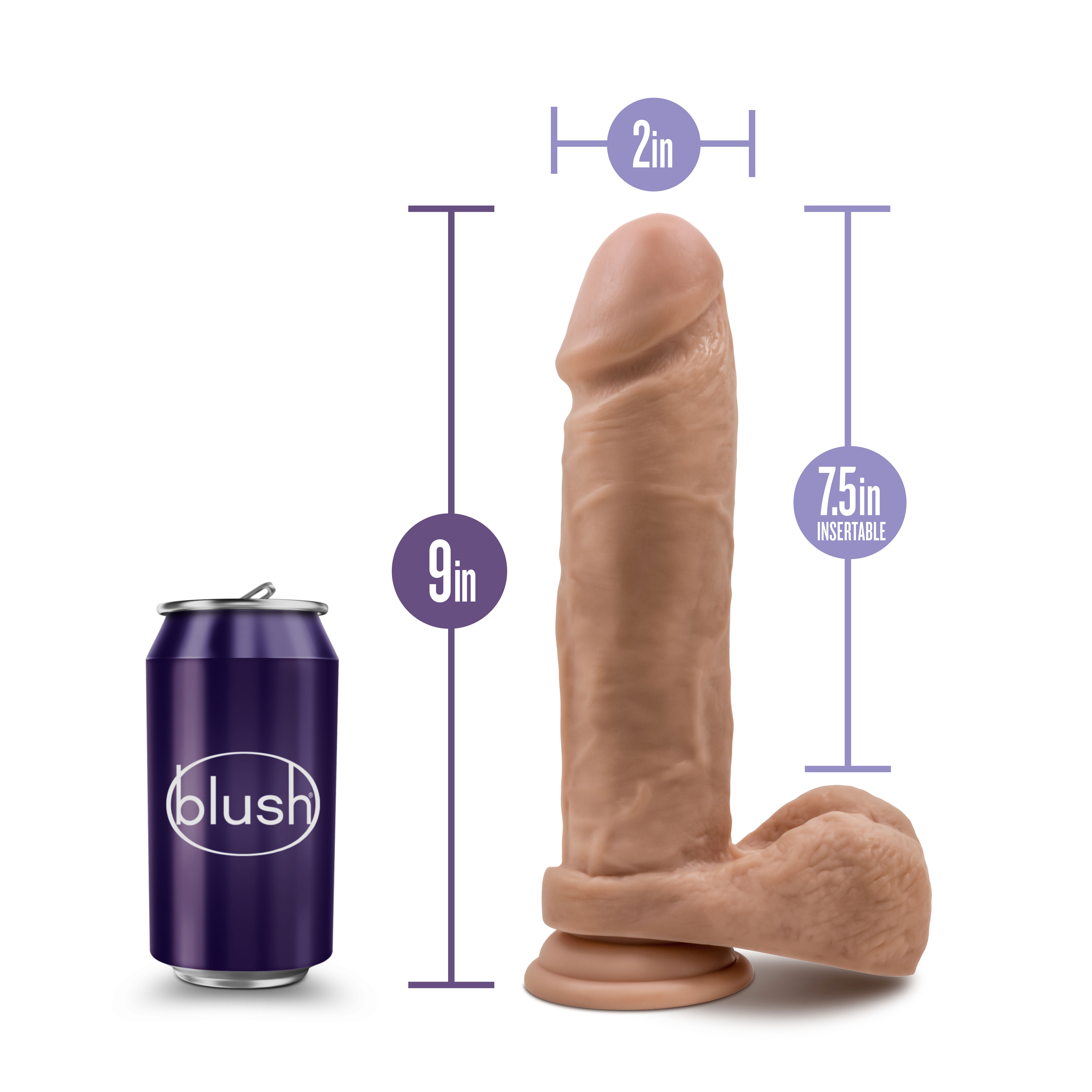 Au Natural - 9 Inch Dildo With Suction Cup - Mocha