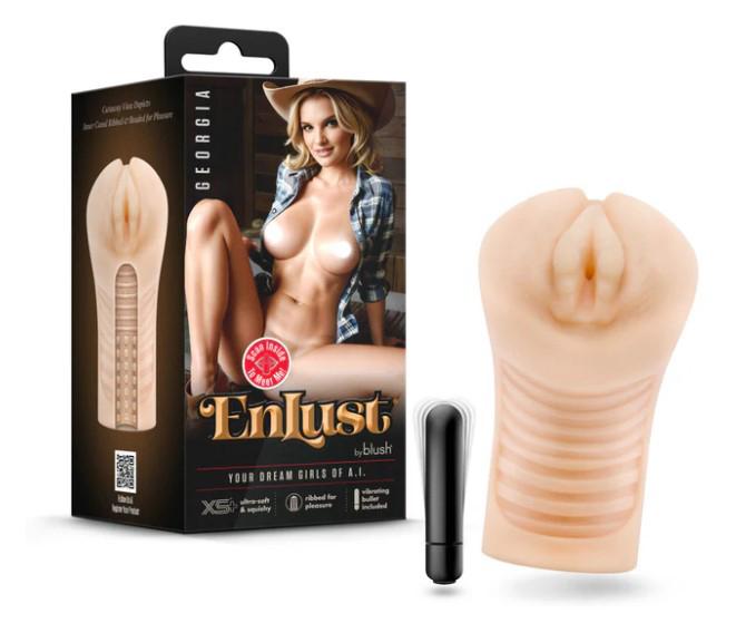 Enlust Georgia Male Masturbator With Bullet Vibrator - Beige