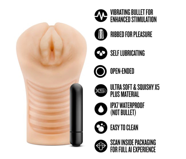 Enlust Georgia Male Masturbator With Bullet Vibrator - Beige