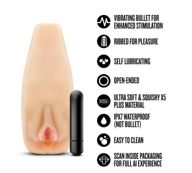 Enlust Sabrina Male Masturbator With Bullet Vibrator - Beige