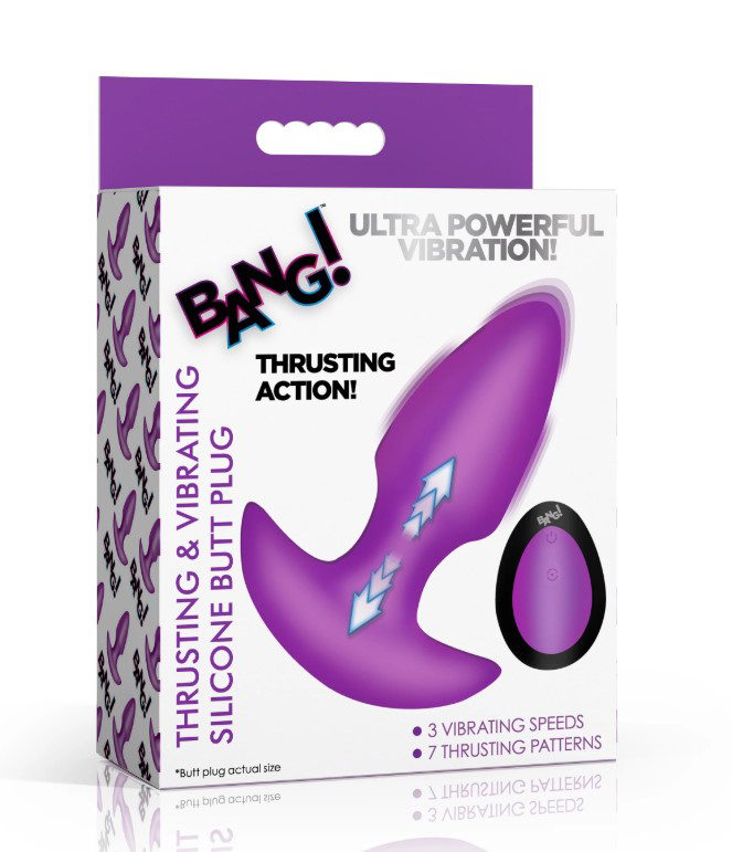 Thrusting and Vibrating Silicone Butt Plug