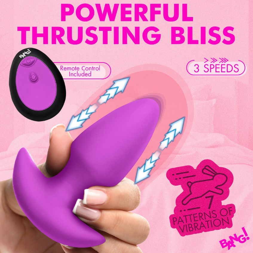 Thrusting and Vibrating Silicone Butt Plug
