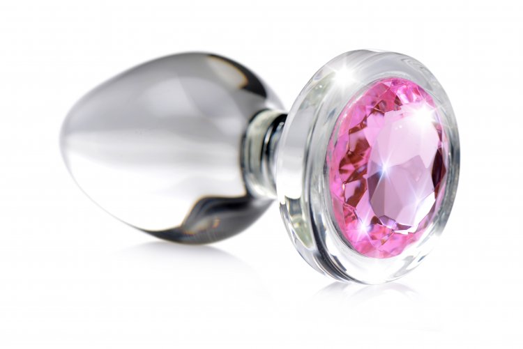 Pink Gem Glass Anal Plug
