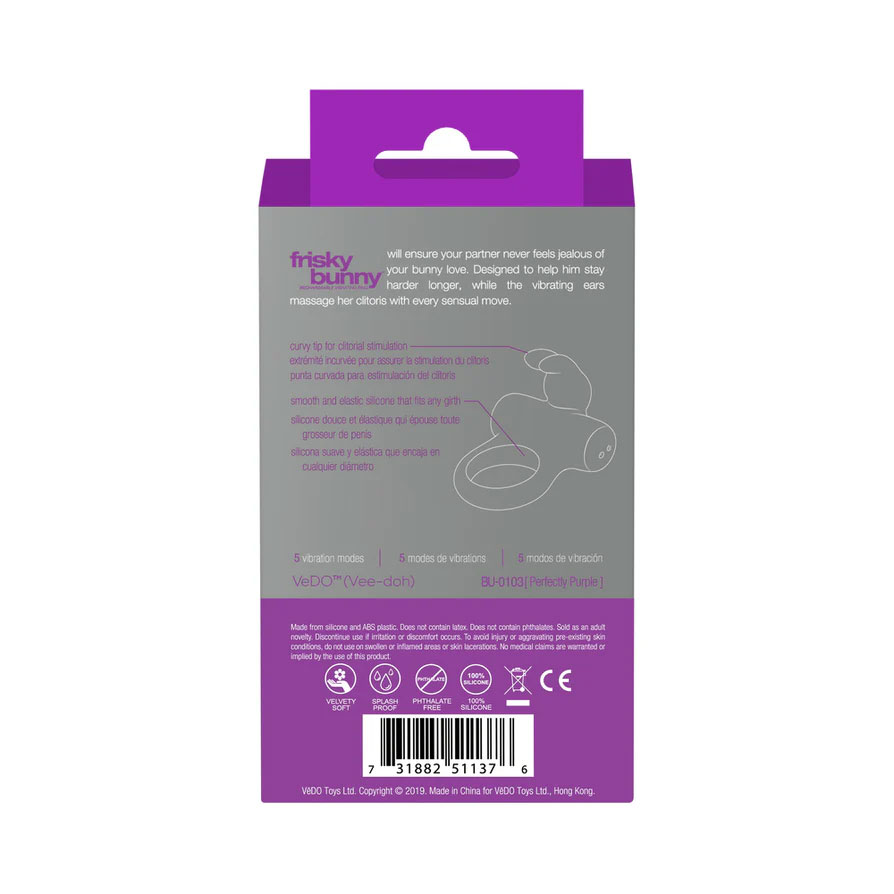 Frisky Bunny Vibrating Ring Perfectly Purple
