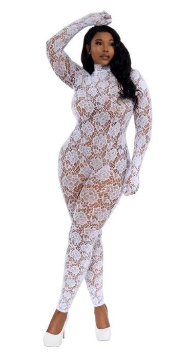 Gloved Bodystocking Dmnd - Qs - White