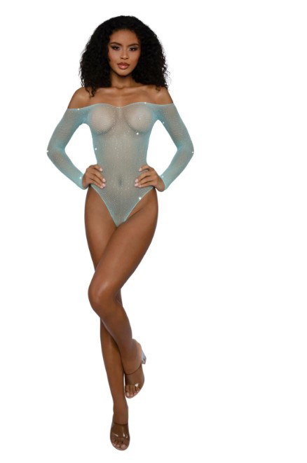 Rhinestone Off Shoulder Bodystocking