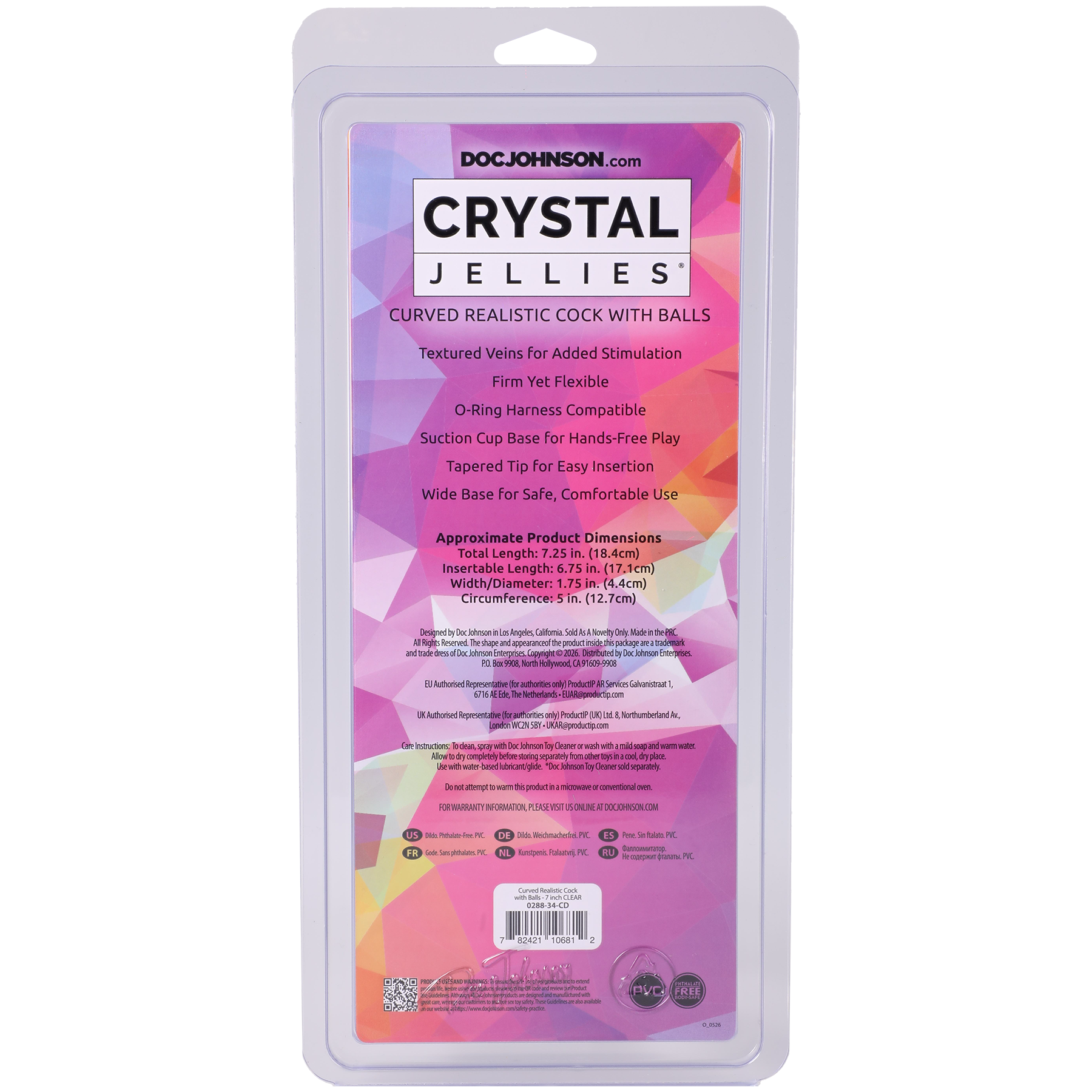 Crystal Jellies - Curved Realistic Cock With Balls