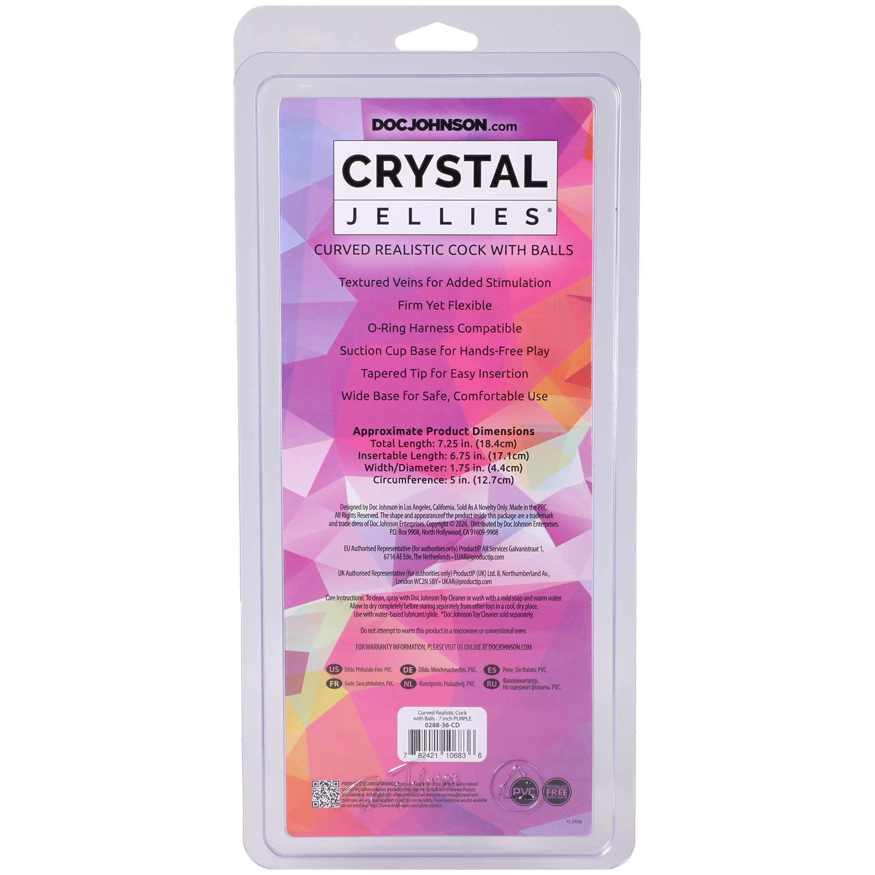 Crystal Jellies - Curved Realistic Cock With Balls