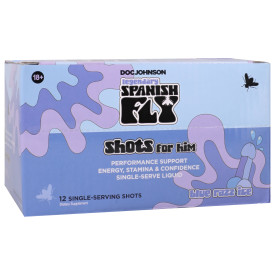 Spanish Fly Shot for Him 12 Pack Display 2 Fl Oz Bottle Blue Razz Ice