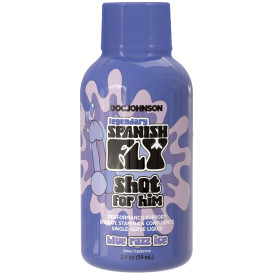 Spanish Fly Shot for Him 12 Pack Display 2 Fl Oz Bottle Blue Razz Ice