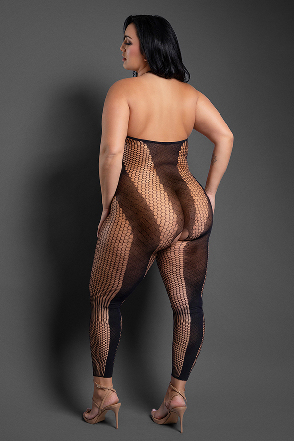 Make Your Move Footless Open Crotch Bodystocking - Queen - Black