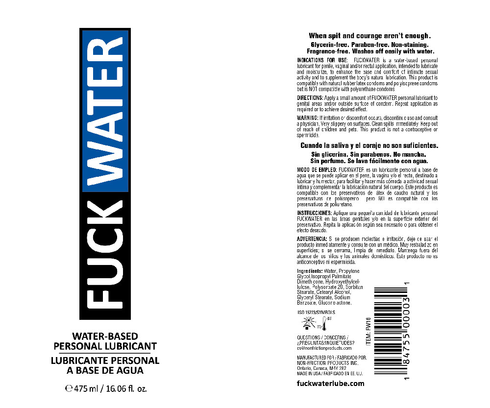 Fuck Water Water-Based Lubricant - 16 Fl. Oz.
