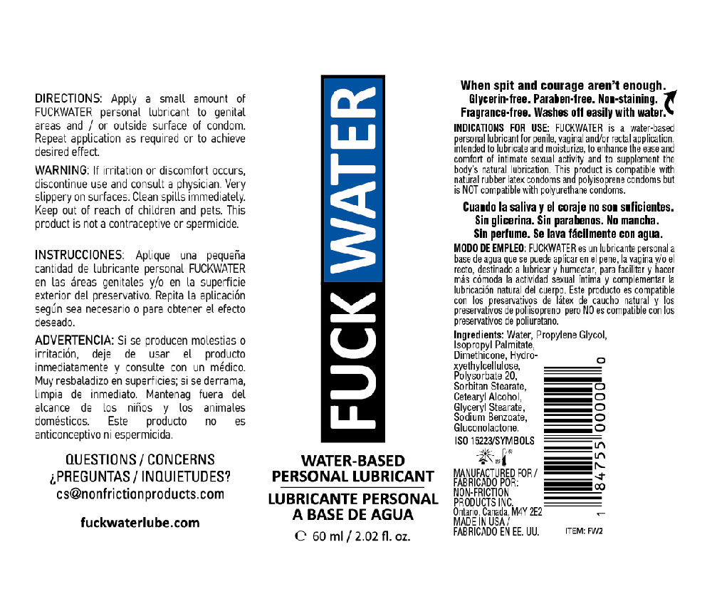 Fuck Water Water-Based Lubricant - 2 Fl. Oz.
