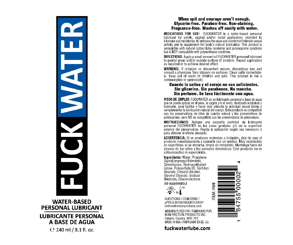 Fuck Water Water-Based Lubricant - 8 Fl. Oz.