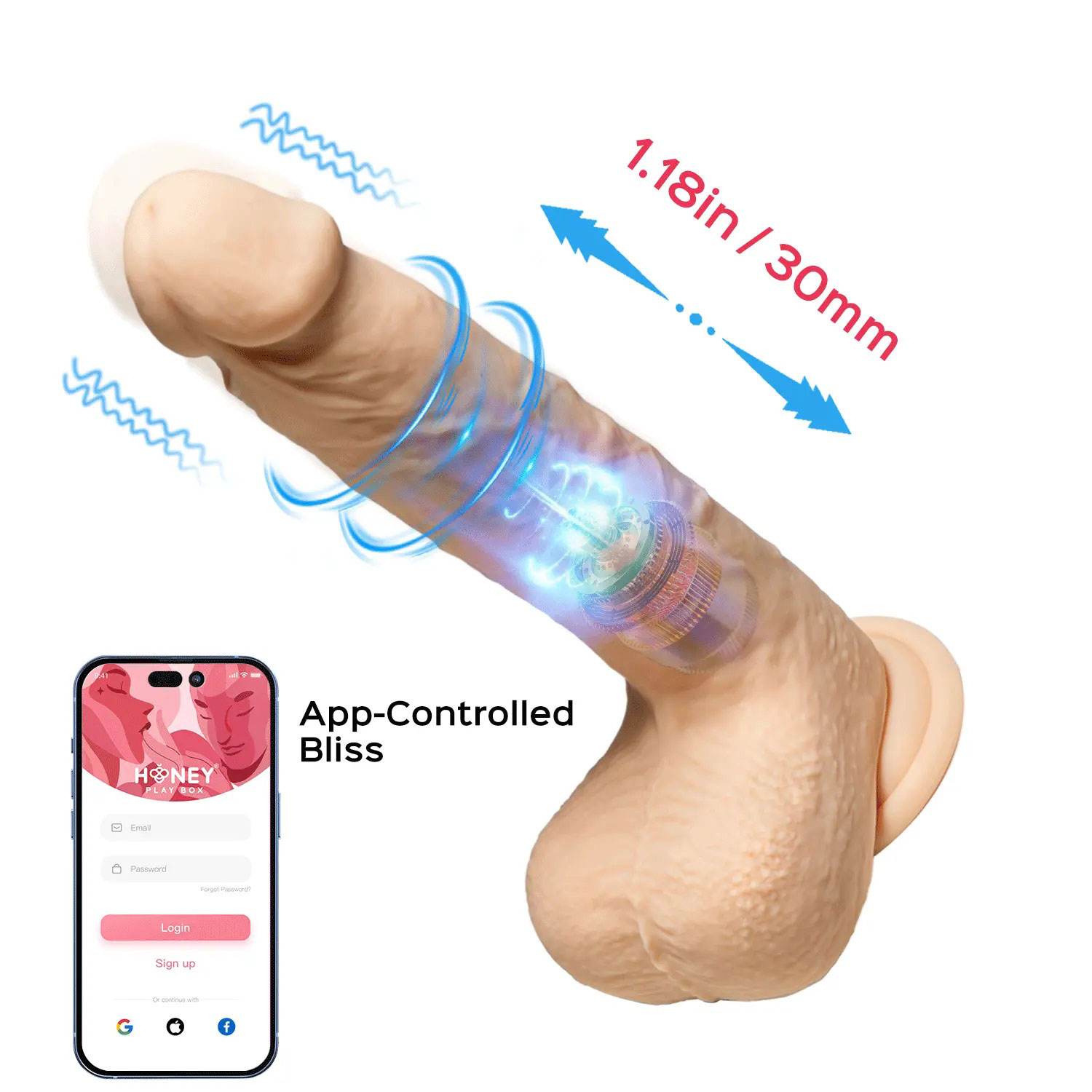 Luis-App Controlled 8.5" Real Thrusting Dildo With Clit Licker