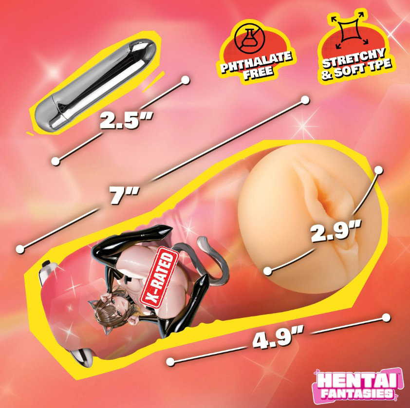 Mochi the Cat Girl Vibrating Pussy Stroker - Beige