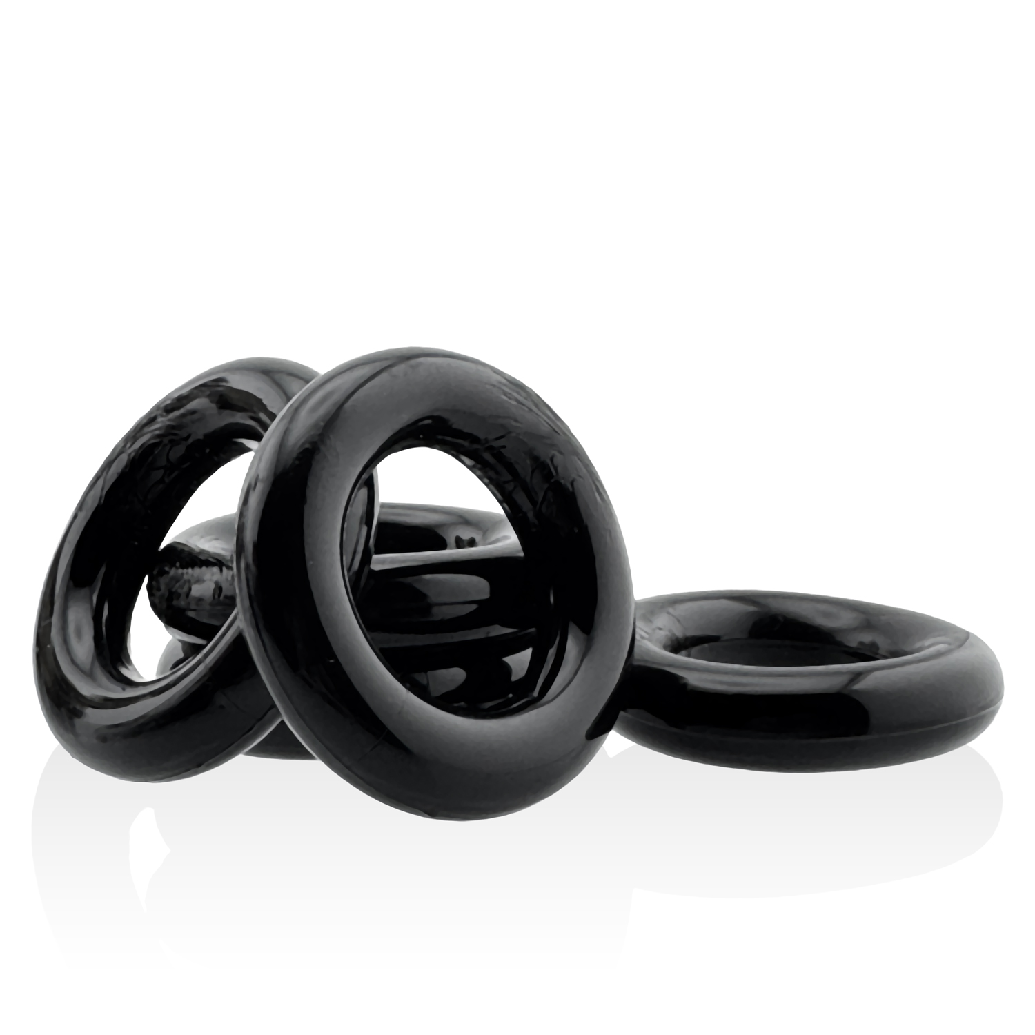 Jacker 5-Stack Five-Pack Tube Super-Strong Cockrings Black