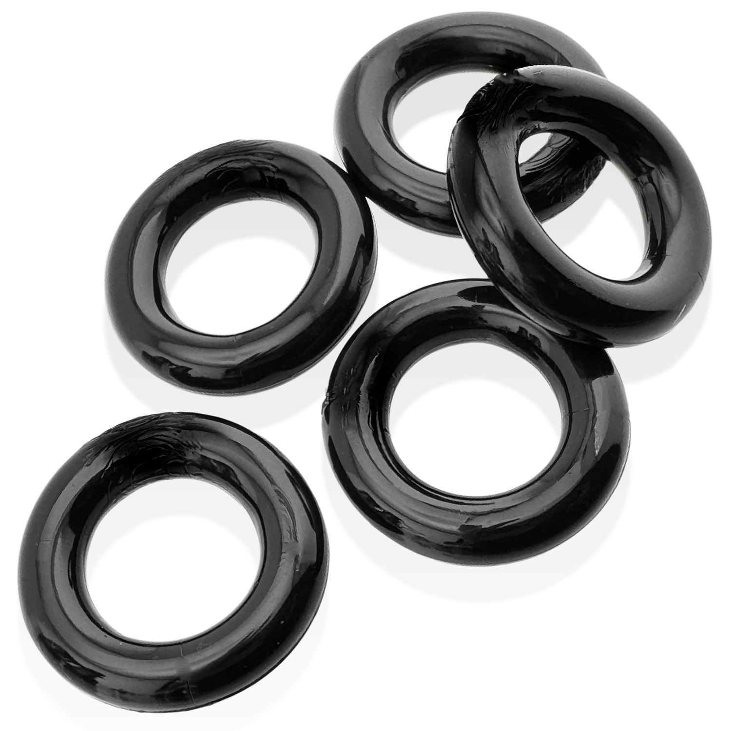 Jacker 5-Stack Five-Pack Tube Super-Strong Cockrings Black