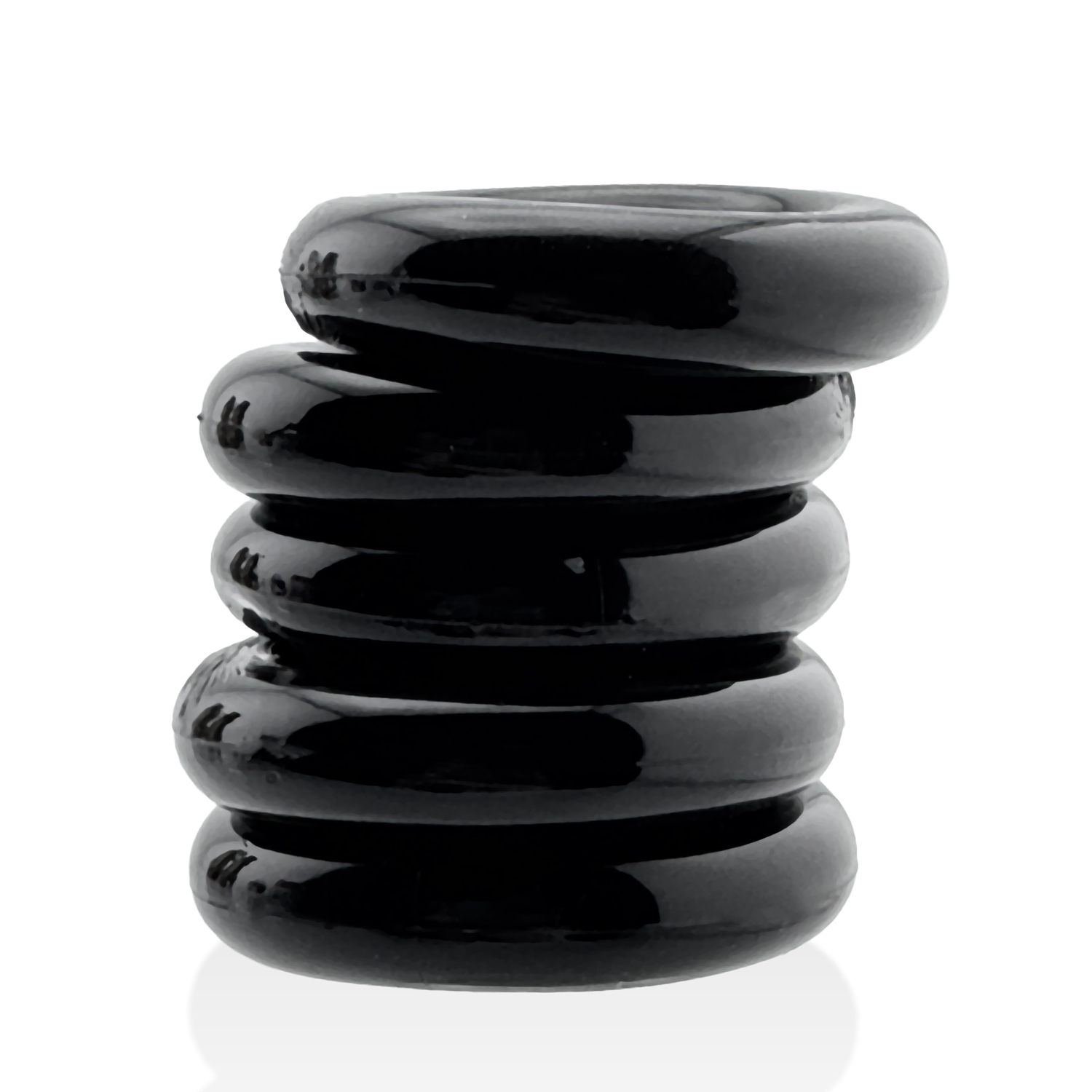 Jacker 5-Stack Five-Pack Tube Super-Strong Cockrings Black