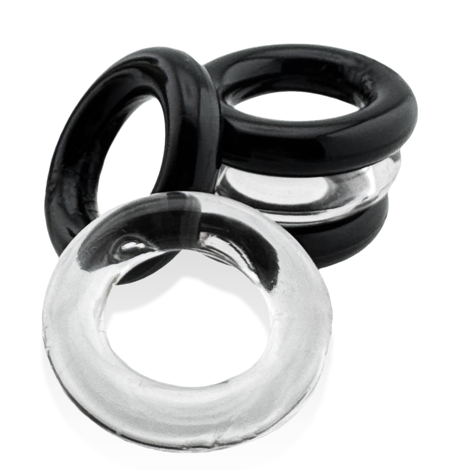 Jacker 5-Stack Five-Pack Tube Super-Strong Cockrings Clear Black