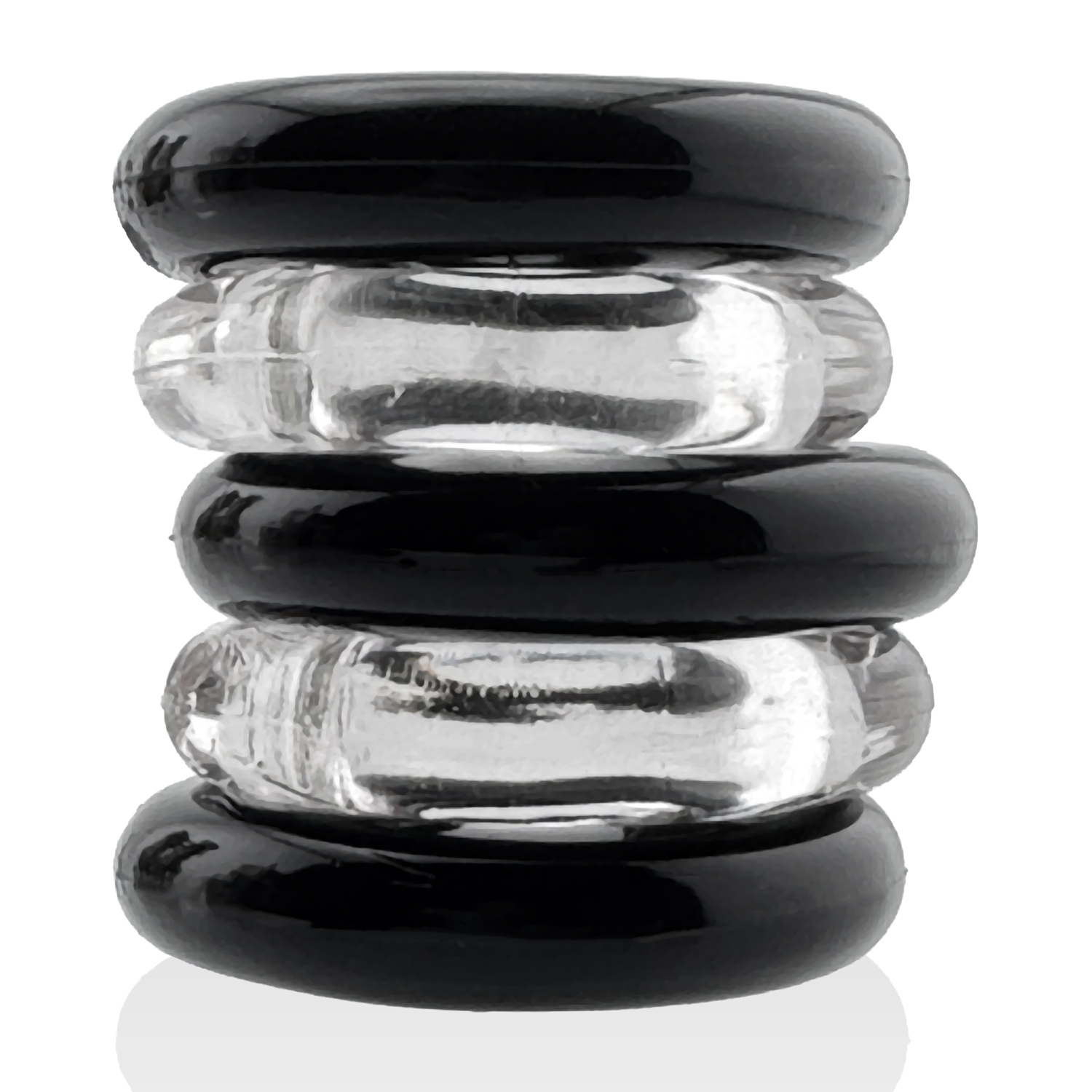 Jacker 5-Stack Five-Pack Tube Super-Strong Cockrings Clear Black