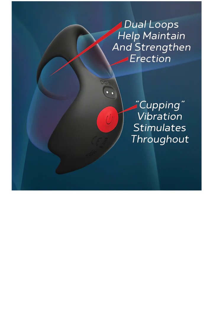 Red Dot Vibrating Cock Ring V3 With Remote - Black/red