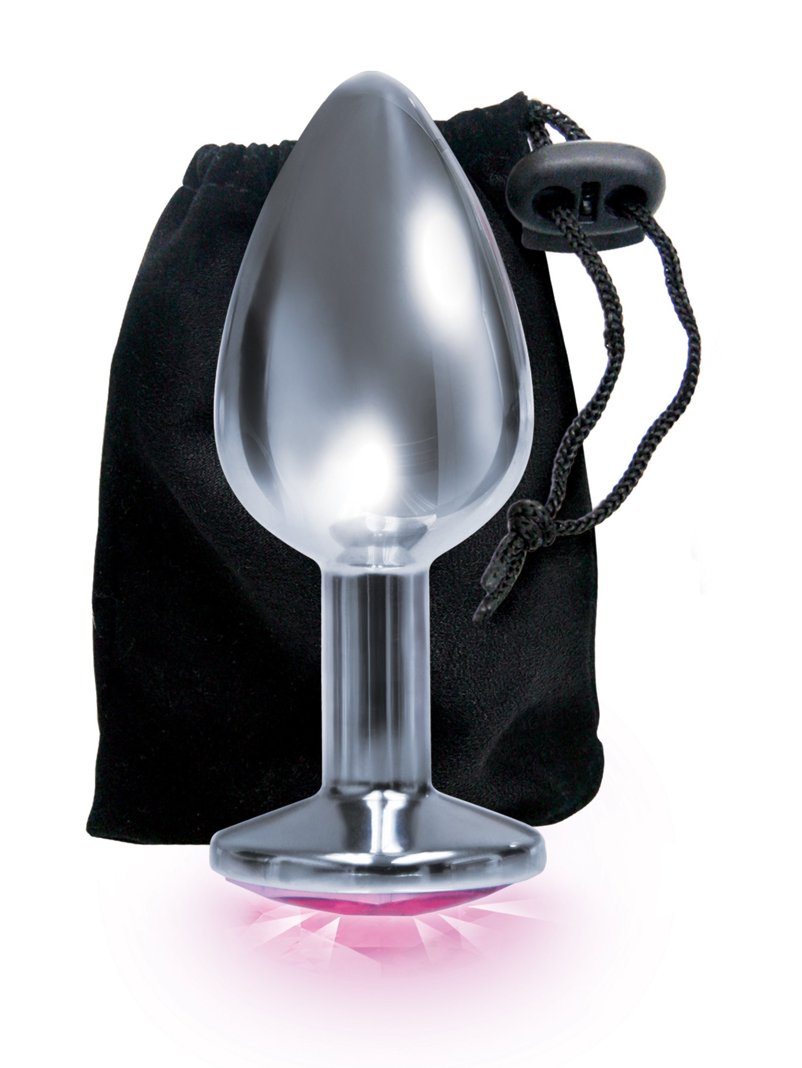 The 9's the Silver Starter Bejeweled Stainless Steel Plug - Pink