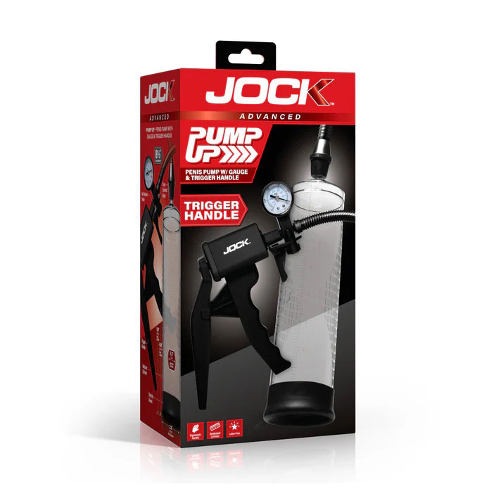 Pump Up Penis Pump With Gauge and Trigger Handle - Clear