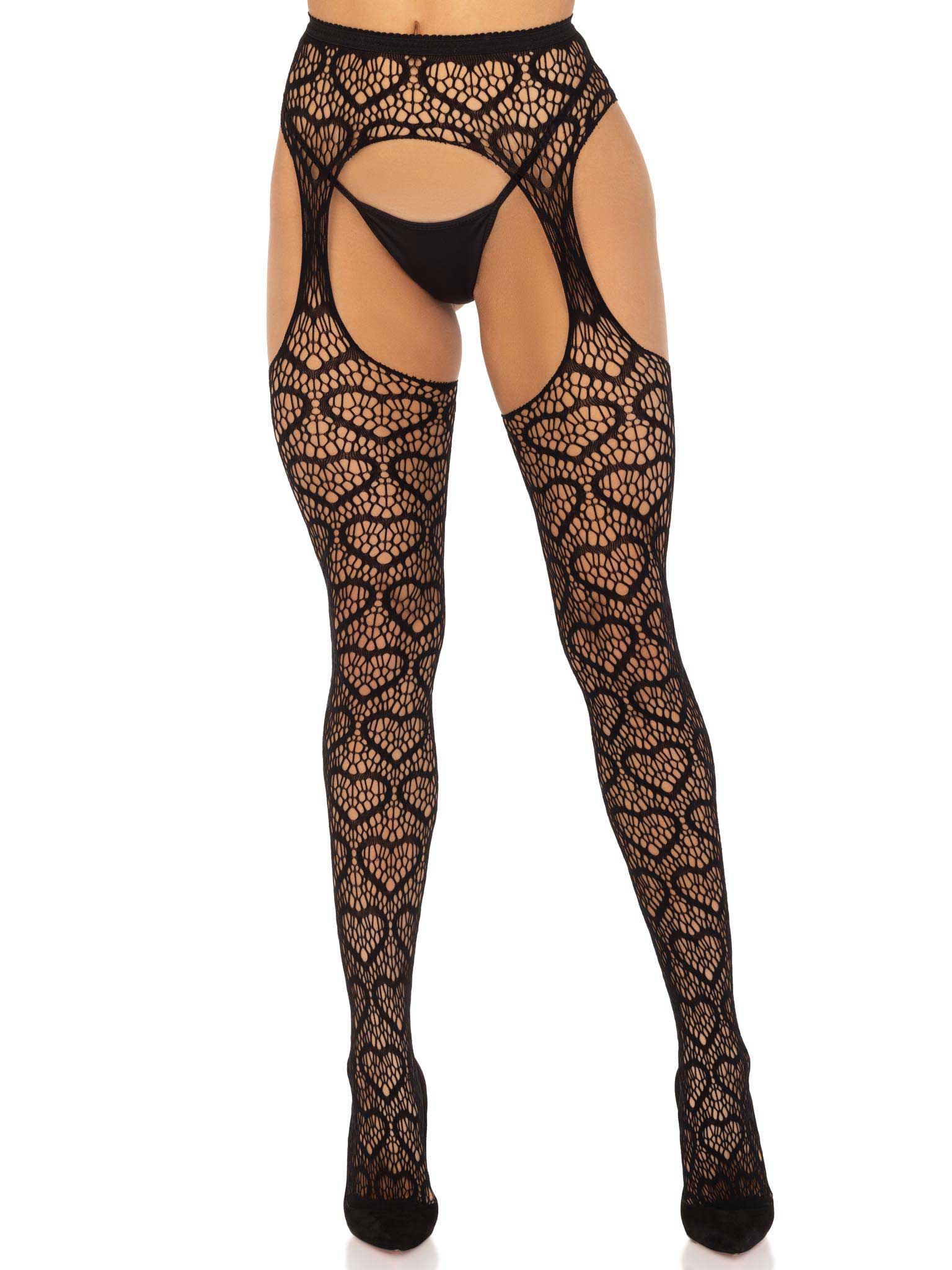 Heart Net Suspender Pantyhose