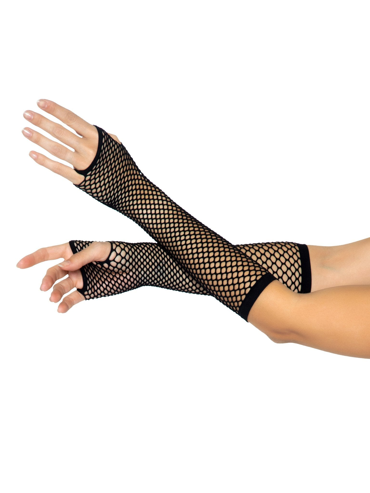 Triangle Net Fingerless Gloves - Black