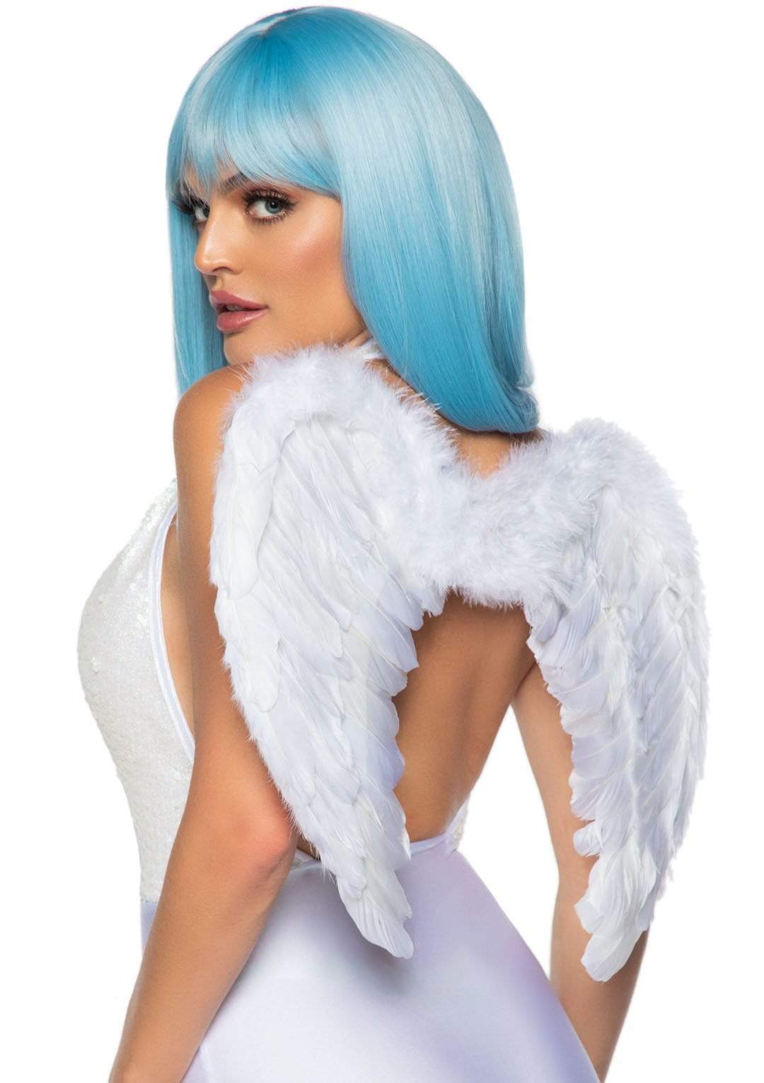 Marabou Trimmed Feather Wings - White
