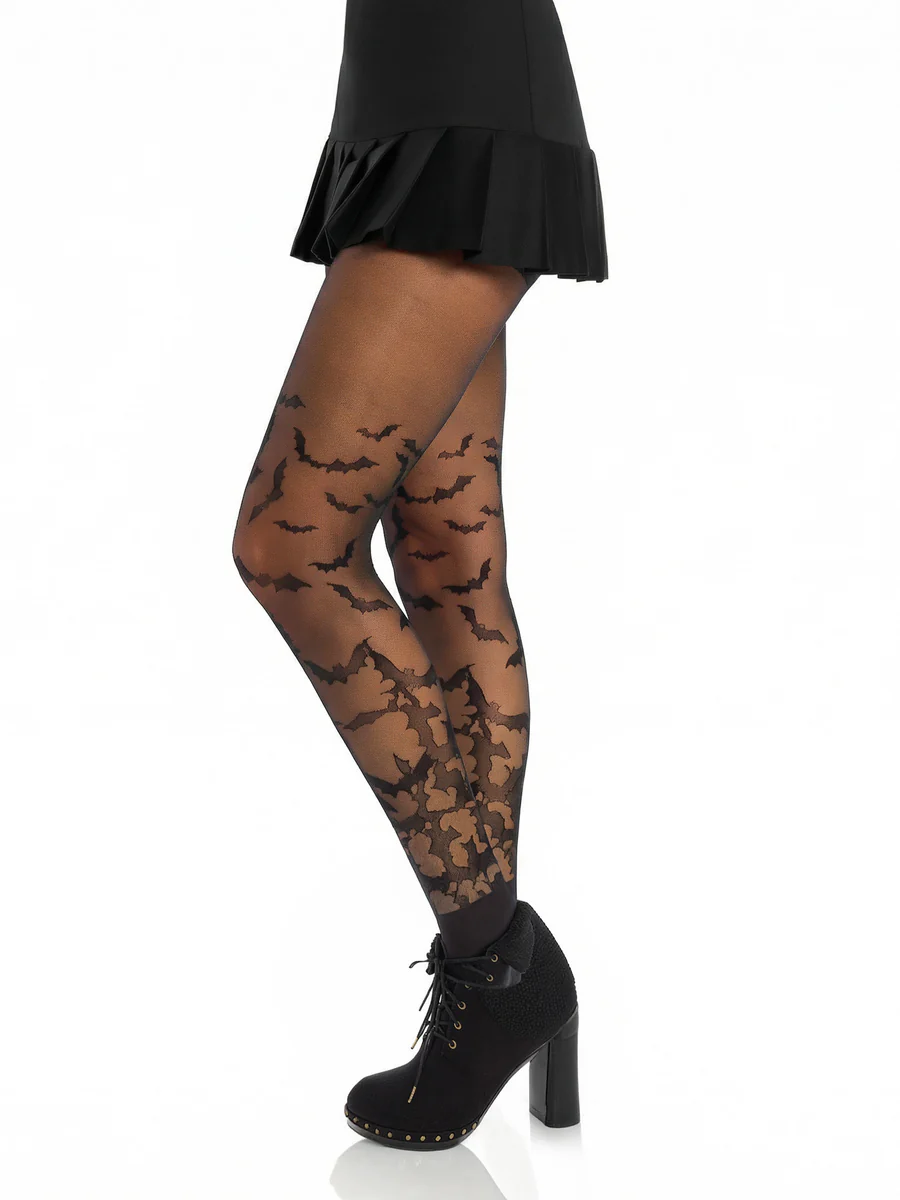 Bat Wing Sheer Tights Black Os