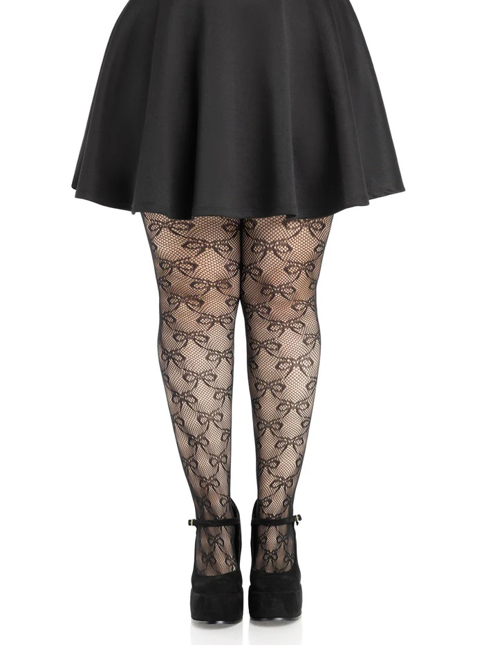 Plus Bow Net Tights - 1x 2x