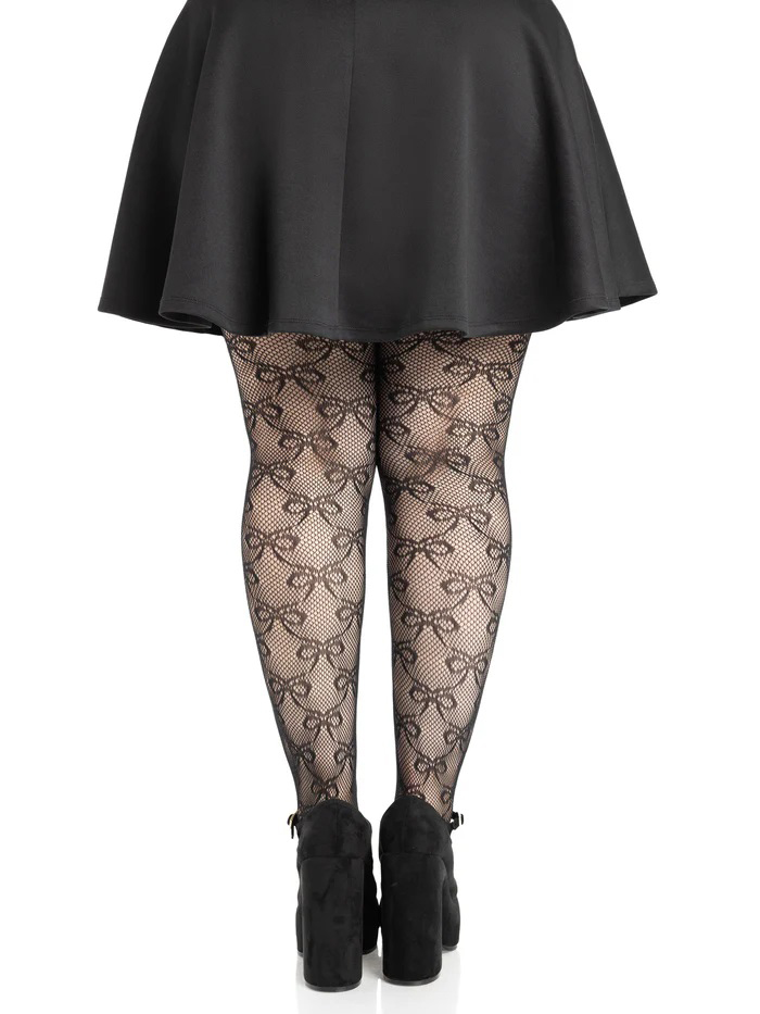 Plus Bow Net Tights - 1x 2x