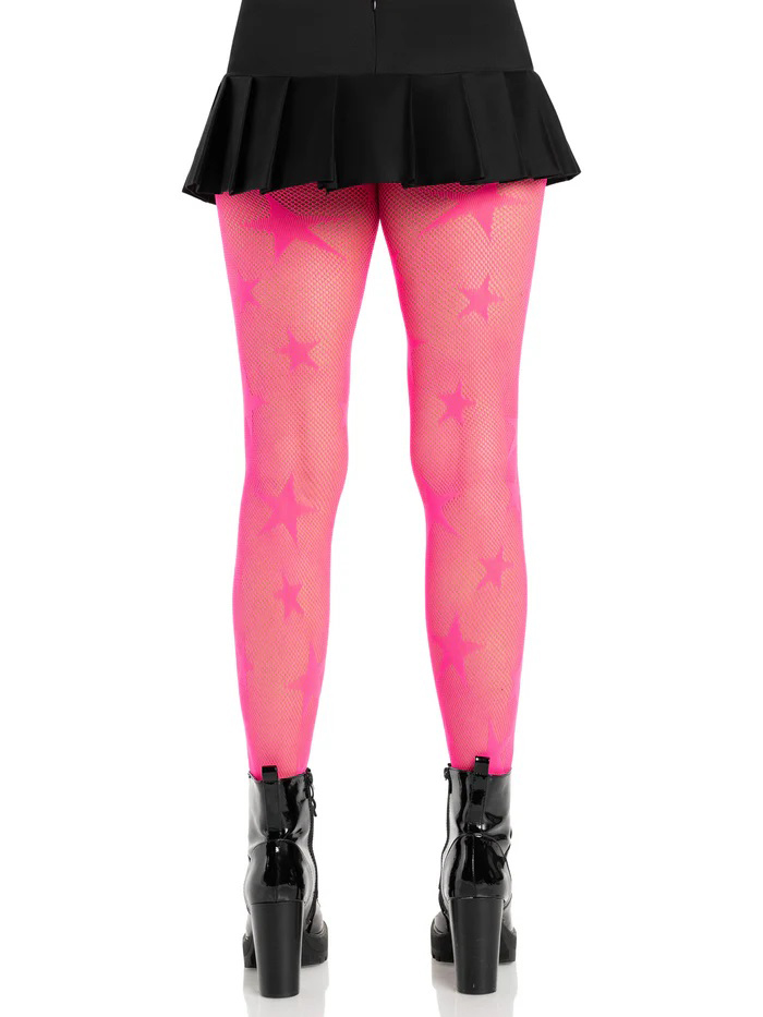 Star Net Tights - Os - Neon Pink