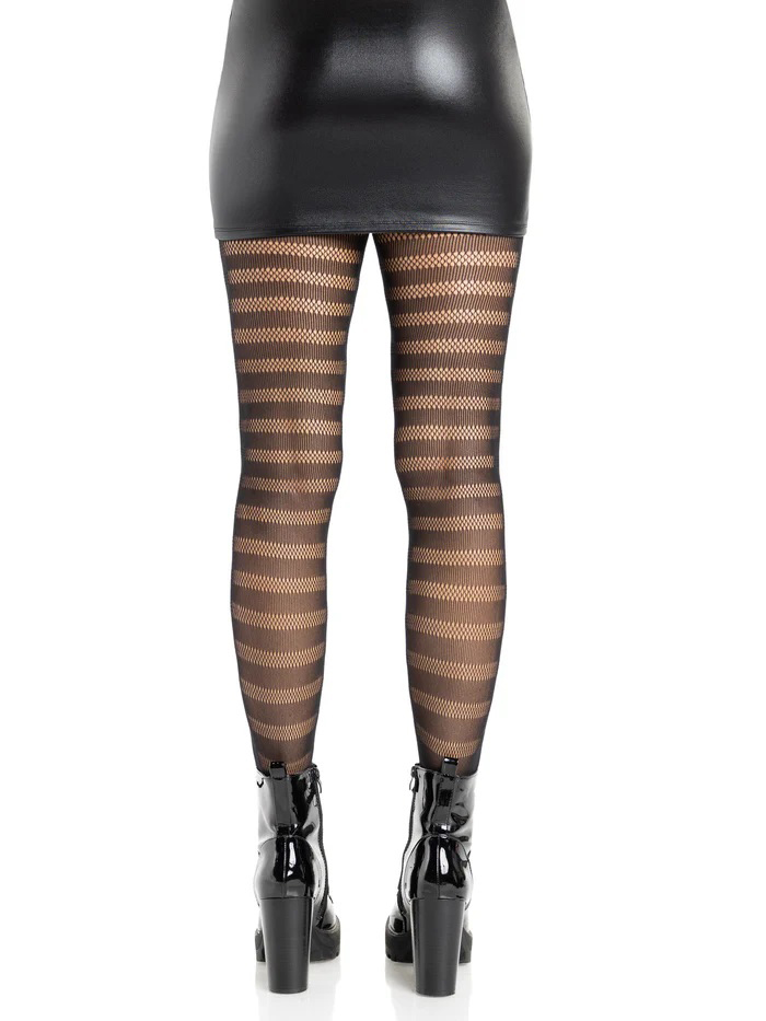 Cosima Striped Net Tights - Os - Black