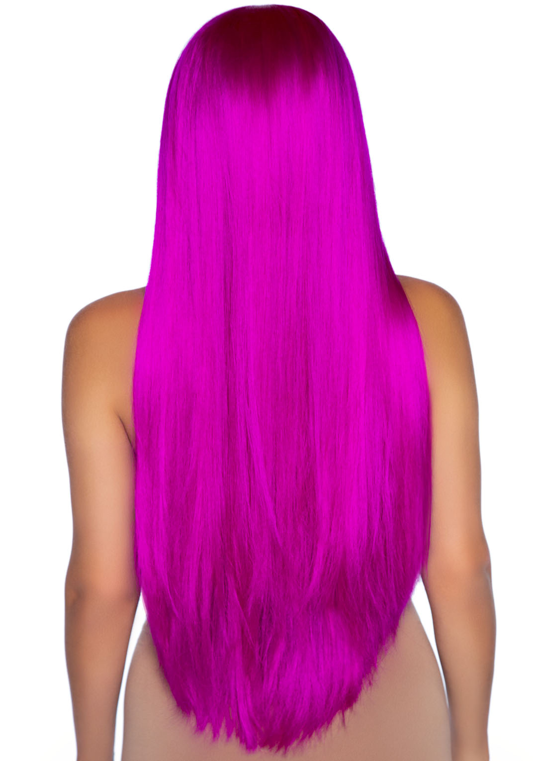 33 Inch Long Straight Center Part Wig - Raspberry