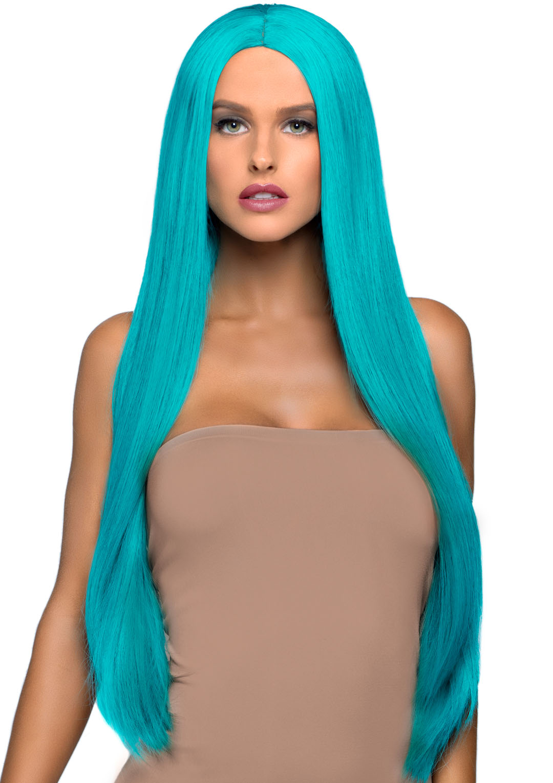 33 Inch Long Straight Center Part Wig - Raspberry
