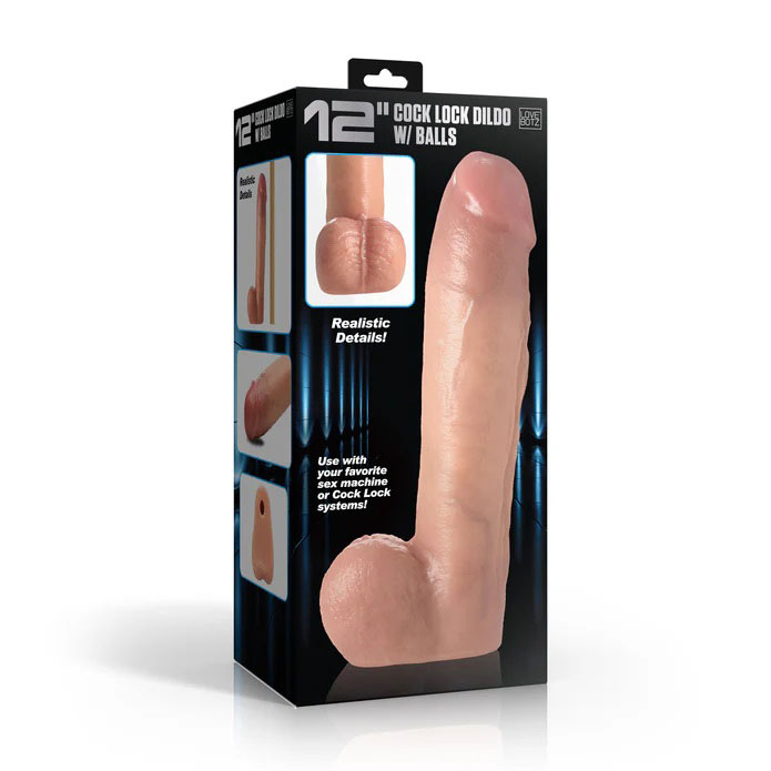 12" Cock Lock Dildo With Balls - Light